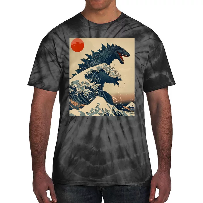 Hokusai The Great Kaiju Off Kanagawa Vintage Japanese Art Tie-Dye T-Shirt