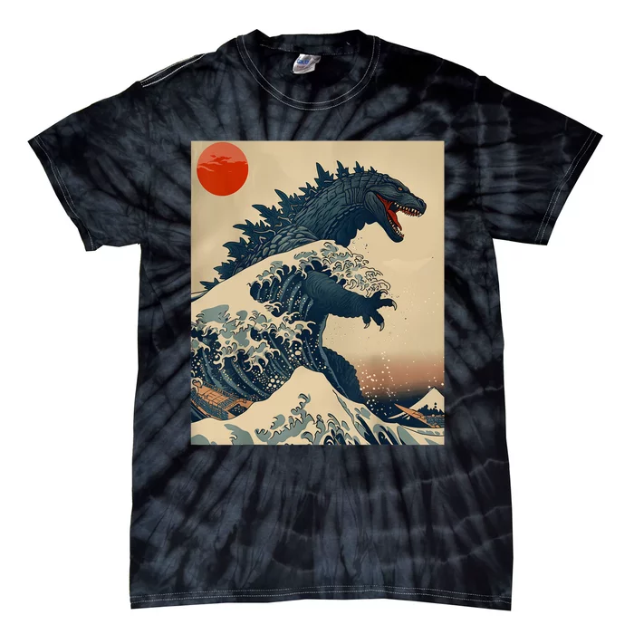 Hokusai The Great Kaiju Off Kanagawa Vintage Japanese Art Tie-Dye T-Shirt