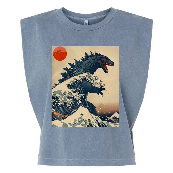 Hokusai The Great Kaiju Off Kanagawa Vintage Japanese Art Garment-Dyed Women's Muscle Tee