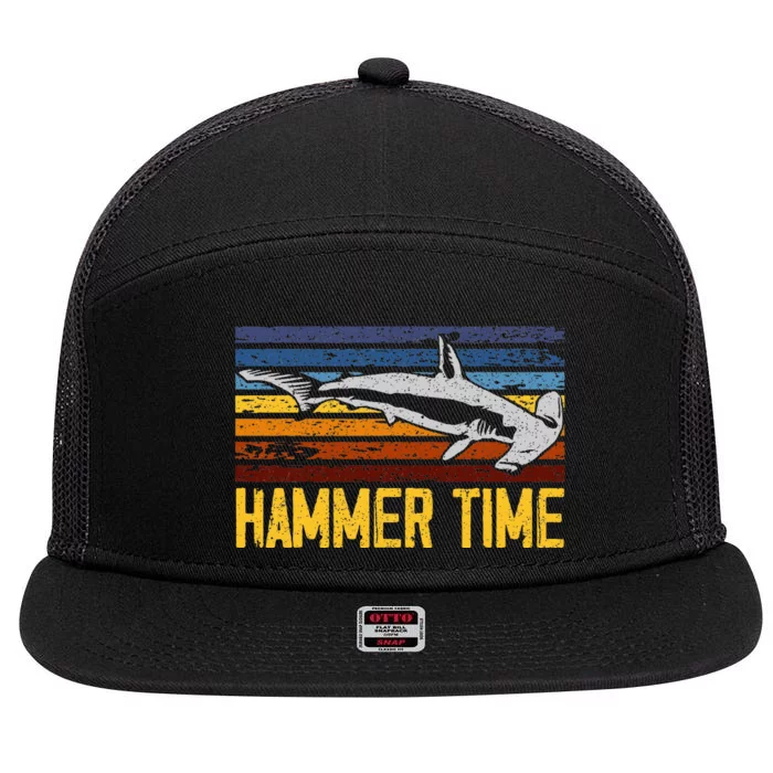 Hammer Time Hammerhead Shark Marine Biology Animal 7 Panel Mesh Trucker Snapback Hat