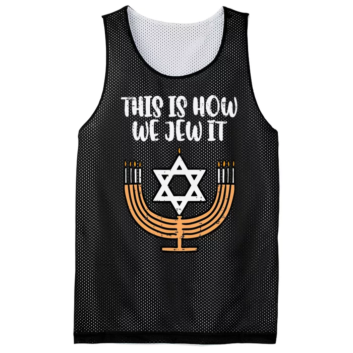 Hanukkah This How We Jew It Chanukah Menorah Mesh Reversible Basketball Jersey Tank