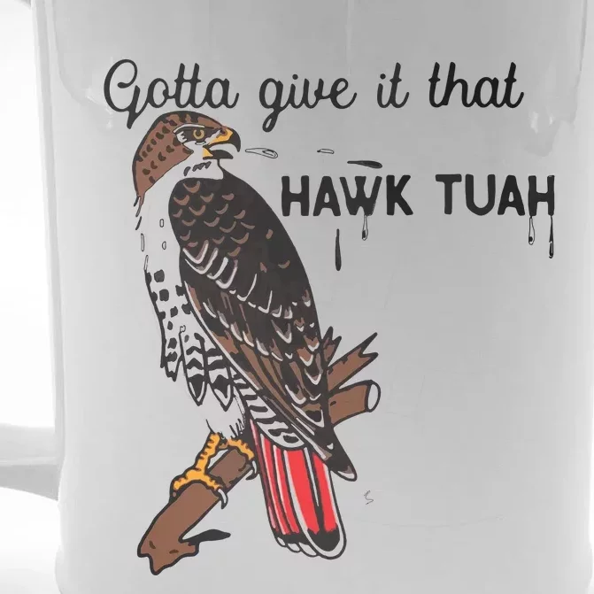 Hawk Tuah Humor Funny Front & Back Beer Stein