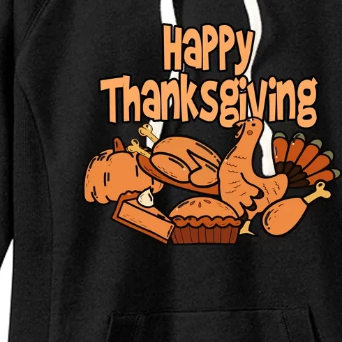 Happy Thanksgiving Holiday Festive Turkey Women's Fleece Hoodie