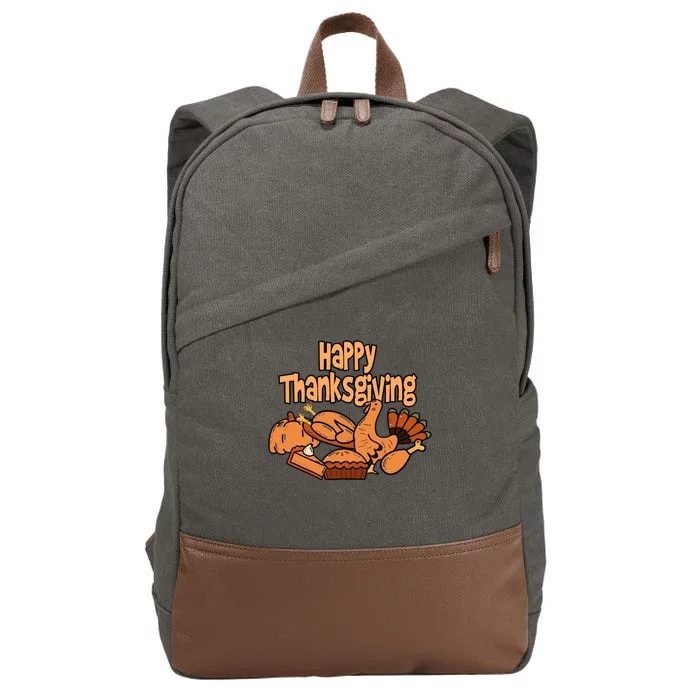 Happy Thanksgiving Holiday Festive Turkey Cotton Canvas Backpack