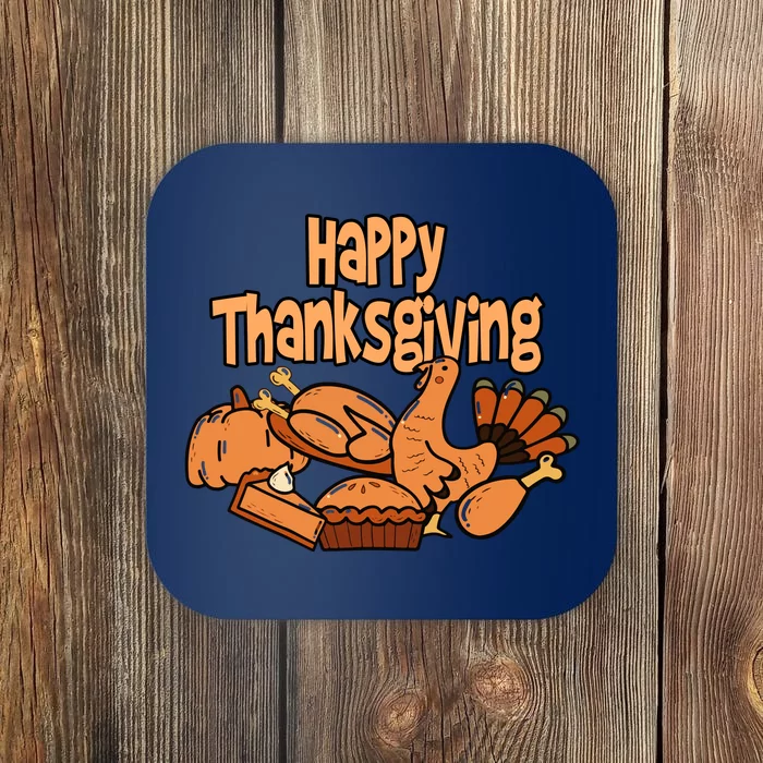 Happy Thanksgiving Holiday Festive Turkey Coaster