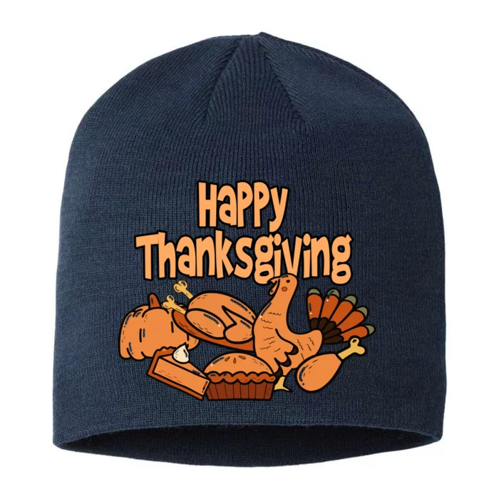 Happy Thanksgiving Holiday Festive Turkey 8 1/2in Sustainable Knit Beanie