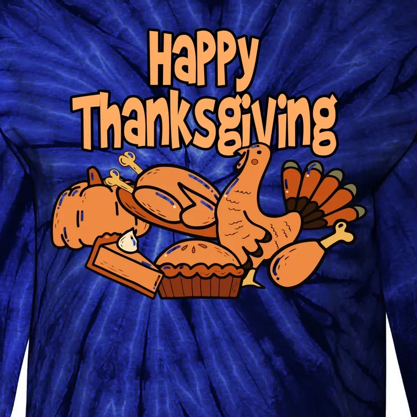 Happy Thanksgiving Holiday Festive Turkey Tie-Dye Long Sleeve Shirt