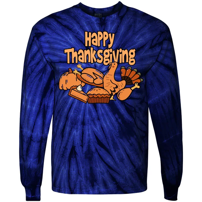 Happy Thanksgiving Holiday Festive Turkey Tie-Dye Long Sleeve Shirt