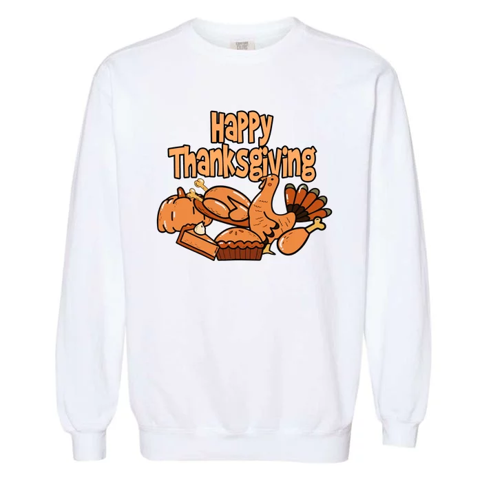 Happy Thanksgiving Holiday Festive Turkey Garment-Dyed Sweatshirt