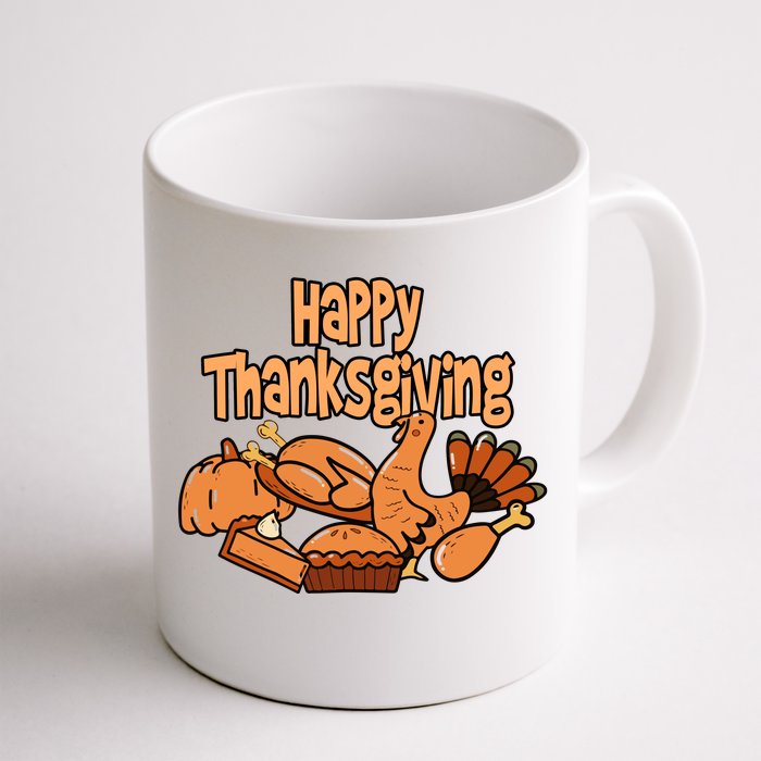 Happy Thanksgiving Holiday Festive Turkey Front & Back Coffee Mug