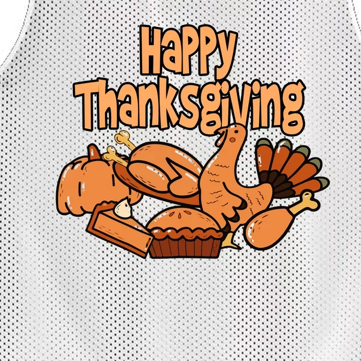 Happy Thanksgiving Holiday Festive Turkey Mesh Reversible Basketball Jersey Tank