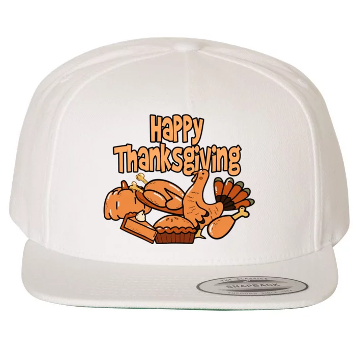 Happy Thanksgiving Holiday Festive Turkey Wool Snapback Cap