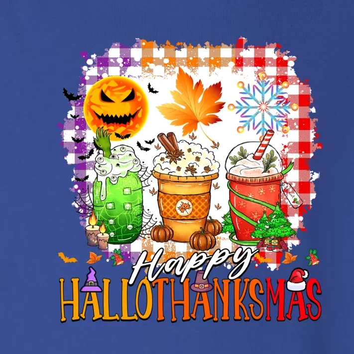 Halloween Thanksgiving Happy Hallothanksmas Coffee Latte Great Gift Toddler Long Sleeve Shirt