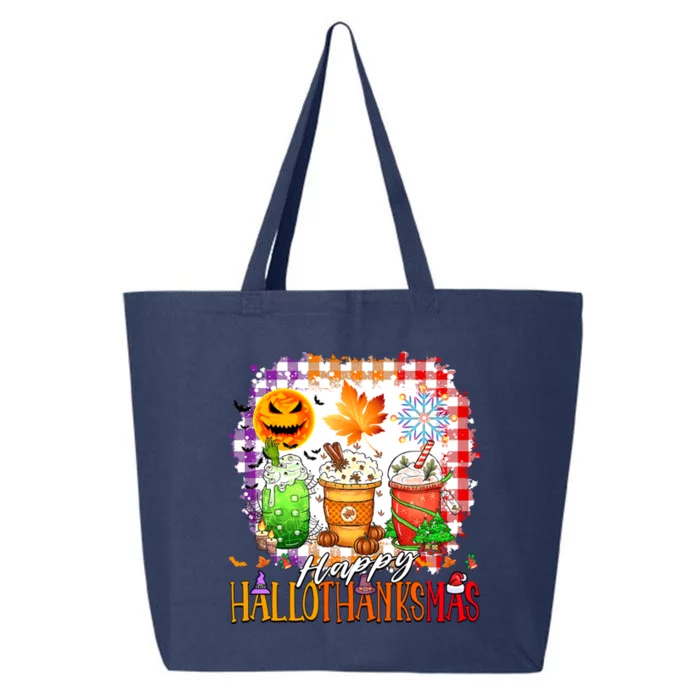 Halloween Thanksgiving Happy Hallothanksmas Coffee Latte Great Gift 25L Jumbo Tote