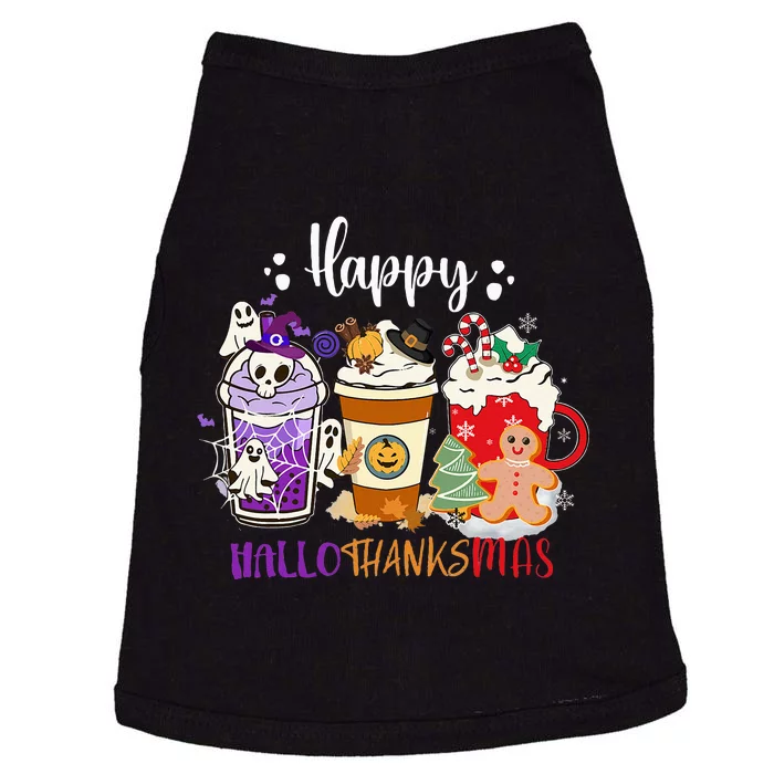 Halloween Thanksgiving Happy HalloThanksMas Coffee Latte Doggie Tank