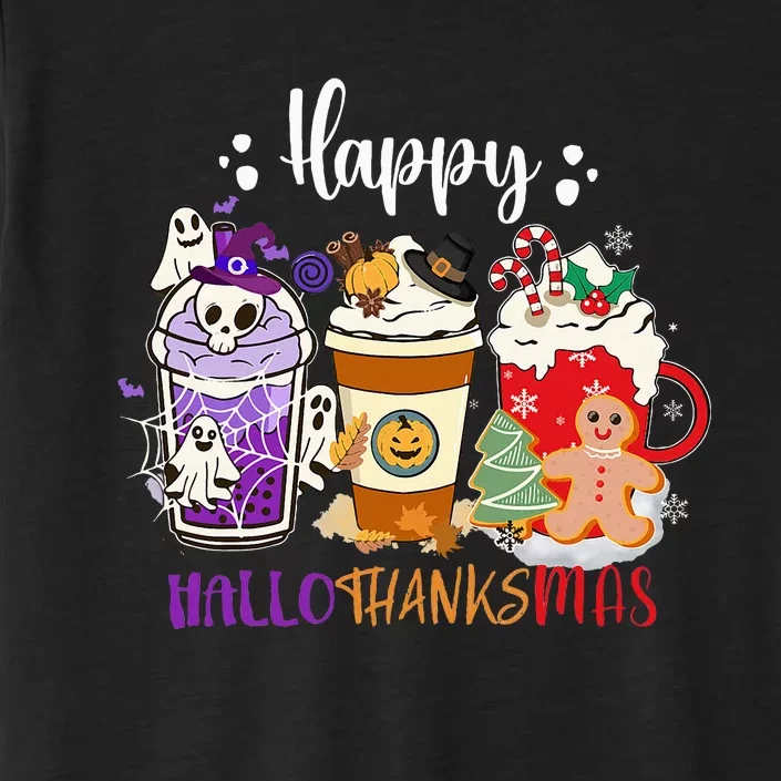 Halloween Thanksgiving Happy HalloThanksMas Coffee Latte ChromaSoft Performance T-Shirt