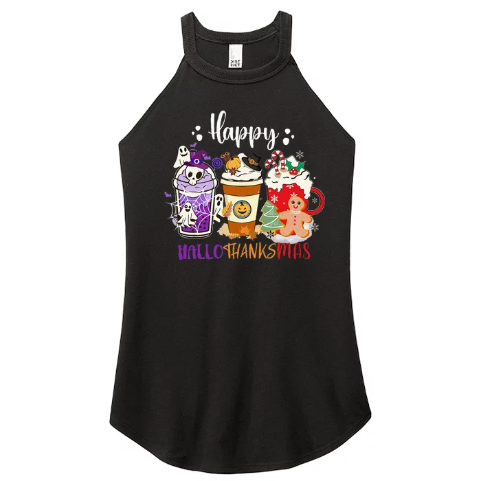 Halloween Thanksgiving Happy HalloThanksMas Coffee Latte Women’s Perfect Tri Rocker Tank