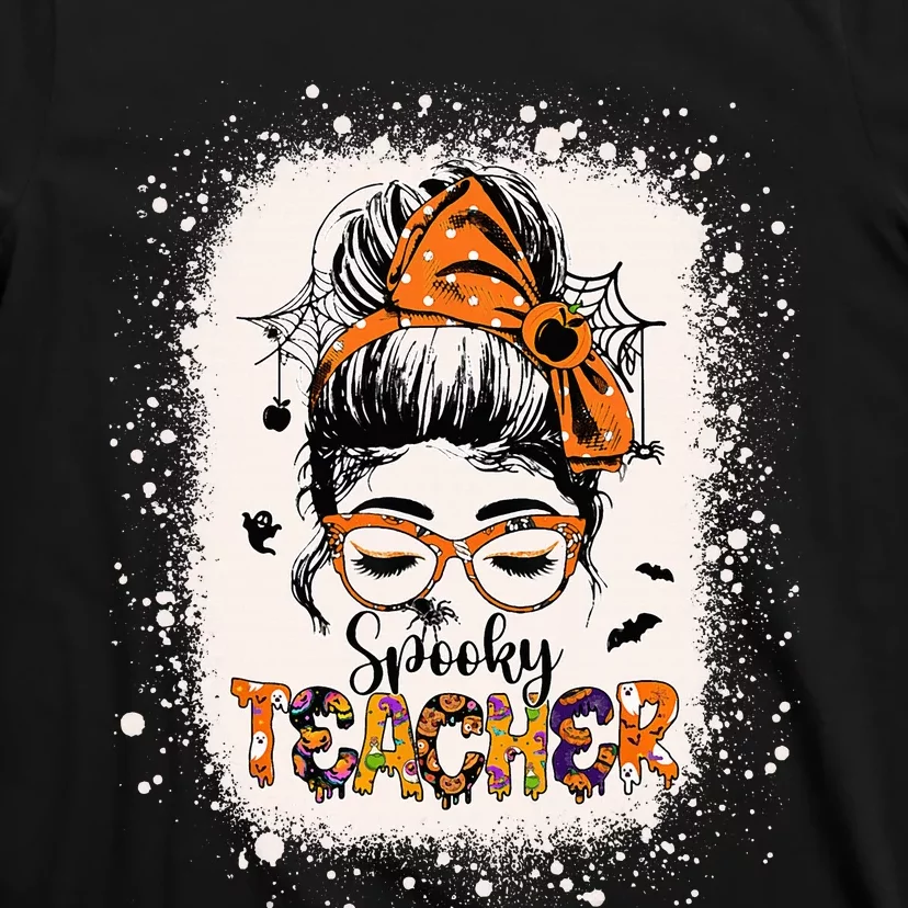 Halloween Teacher Hair Accessories Spooky Messy Bun Styles T-Shirt