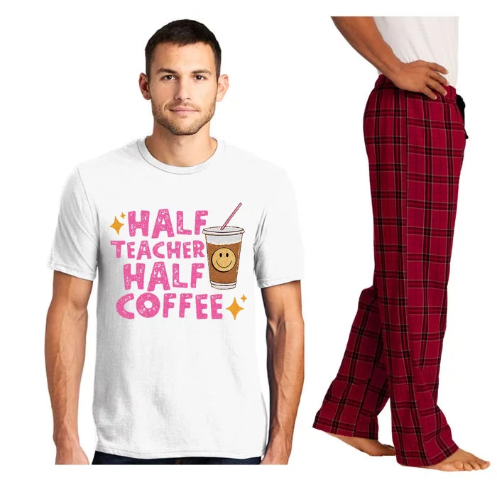 Half Teacher Half Coffee Teacher Coffee Teach Repeat Pajama Set