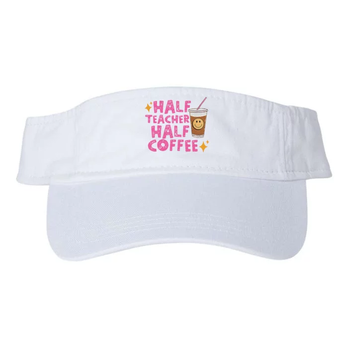 Half Teacher Half Coffee Teacher Coffee Teach Repeat Valucap Bio-Washed Visor