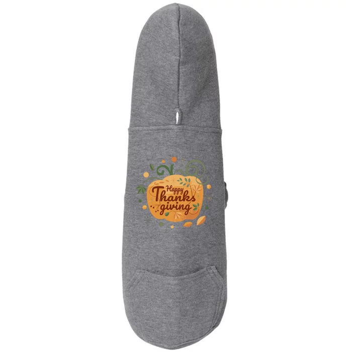 Happy Thanksgiving Holiday Pumpkin Autumn Doggie 3-End Fleece Hoodie