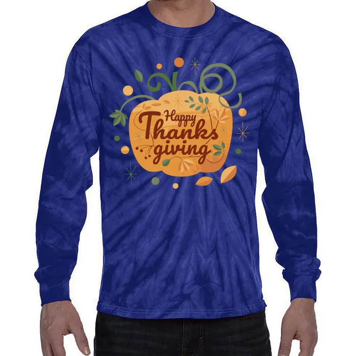 Happy Thanksgiving Holiday Pumpkin Autumn Tie-Dye Long Sleeve Shirt