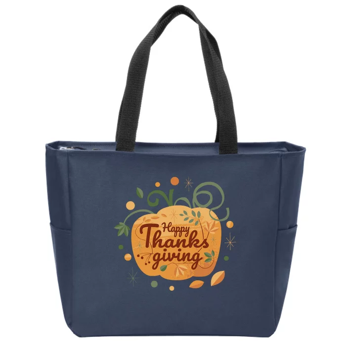 Happy Thanksgiving Holiday Pumpkin Autumn Zip Tote Bag