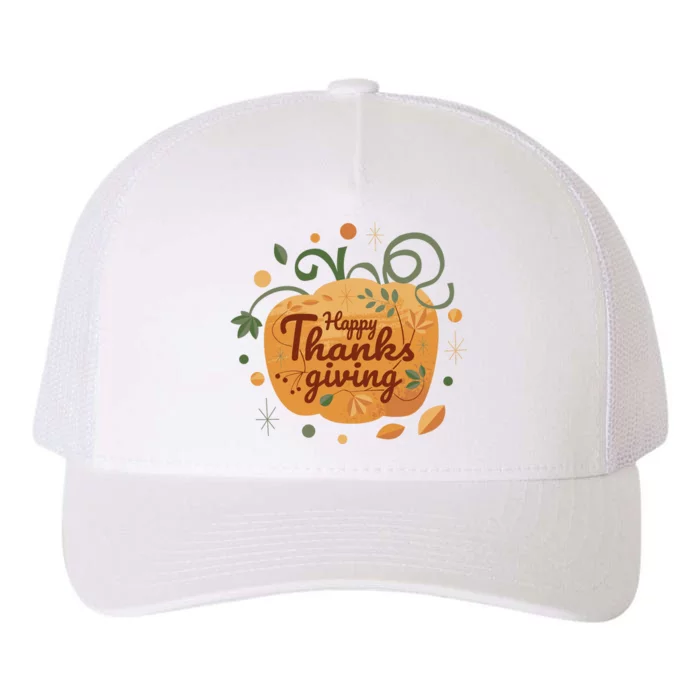 Happy Thanksgiving Holiday Pumpkin Autumn Yupoong Adult 5-Panel Trucker Hat