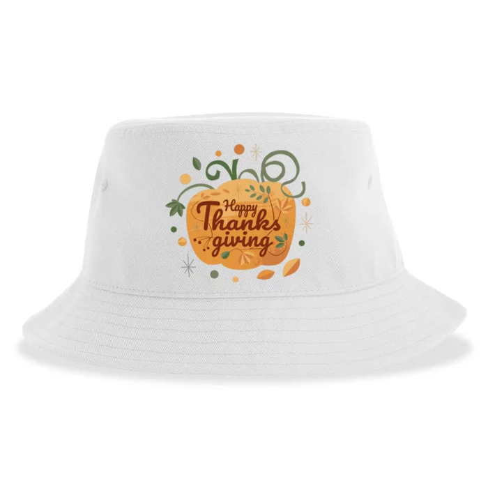 Happy Thanksgiving Holiday Pumpkin Autumn Sustainable Bucket Hat