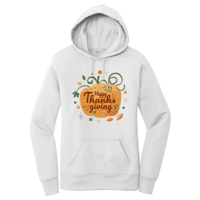 Happy Thanksgiving Holiday Pumpkin Autumn Women's Pullover Hoodie