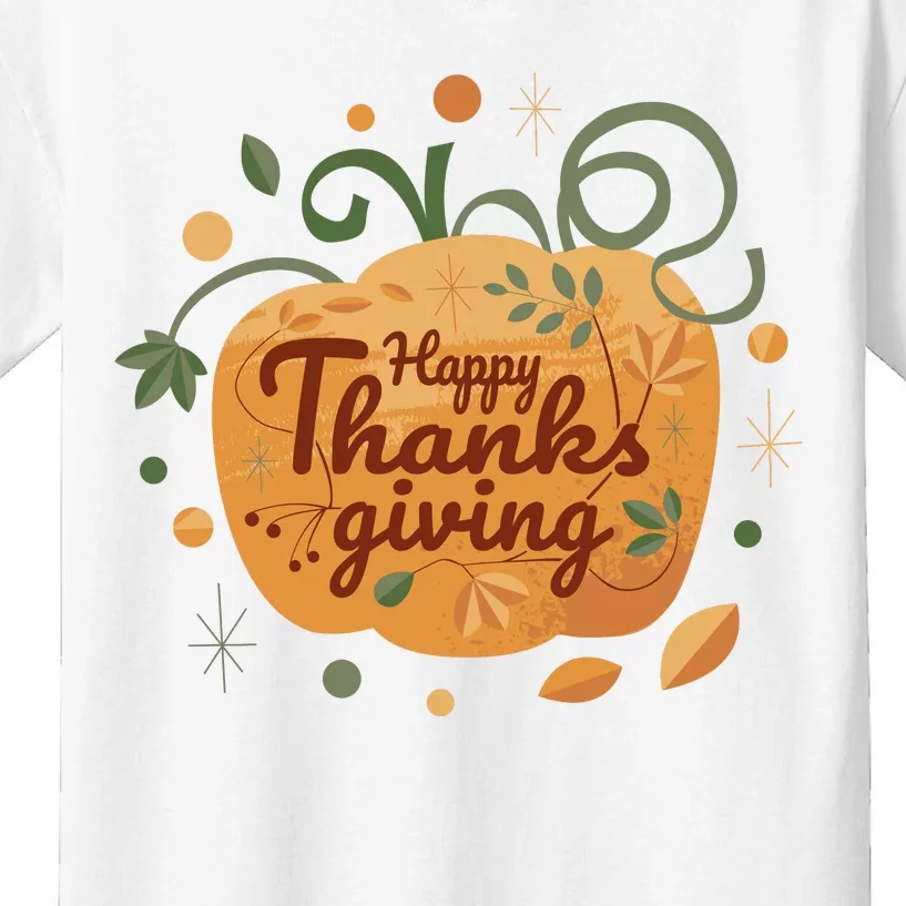 Happy Thanksgiving Holiday Pumpkin Autumn Kids T-Shirt