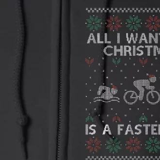 Hilarious Triathlon Holiday Sweater for Triathlete Celebration Full Zip Hoodie