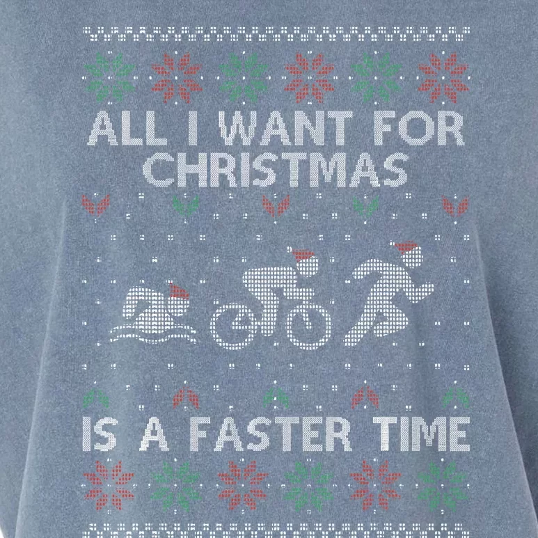 Hilarious Triathlon Holiday Sweater for Triathlete Celebration Garment-Dyed Women's Muscle Tee