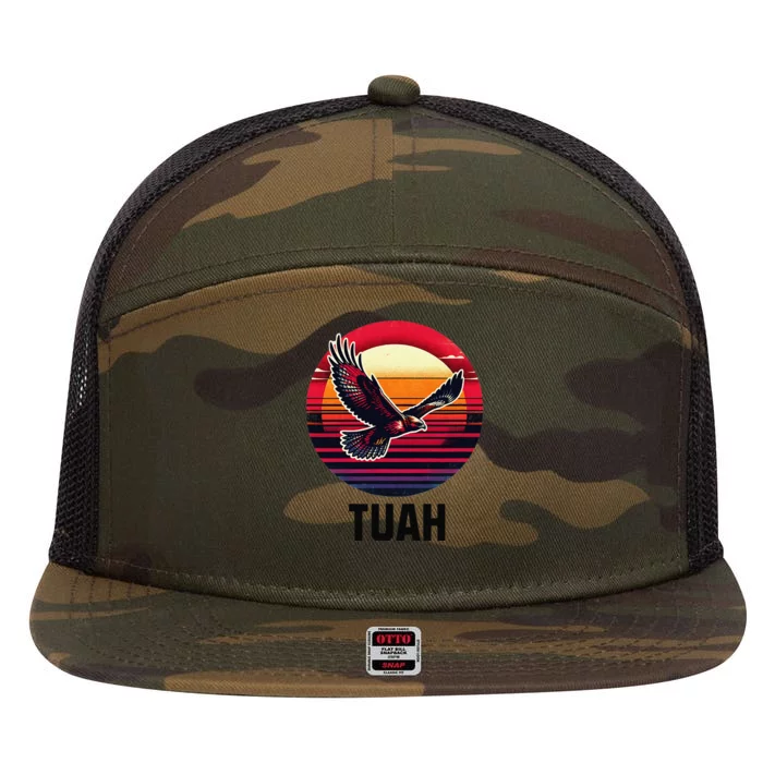 Hawk Tuah Hawk Tush 7 Panel Mesh Trucker Snapback Hat