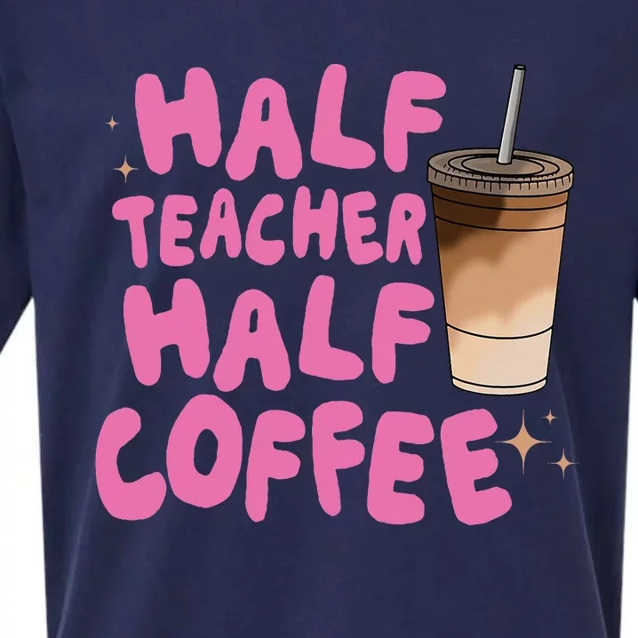 Half Teacher Half Coffee Teacher Sueded Cloud Jersey T-Shirt