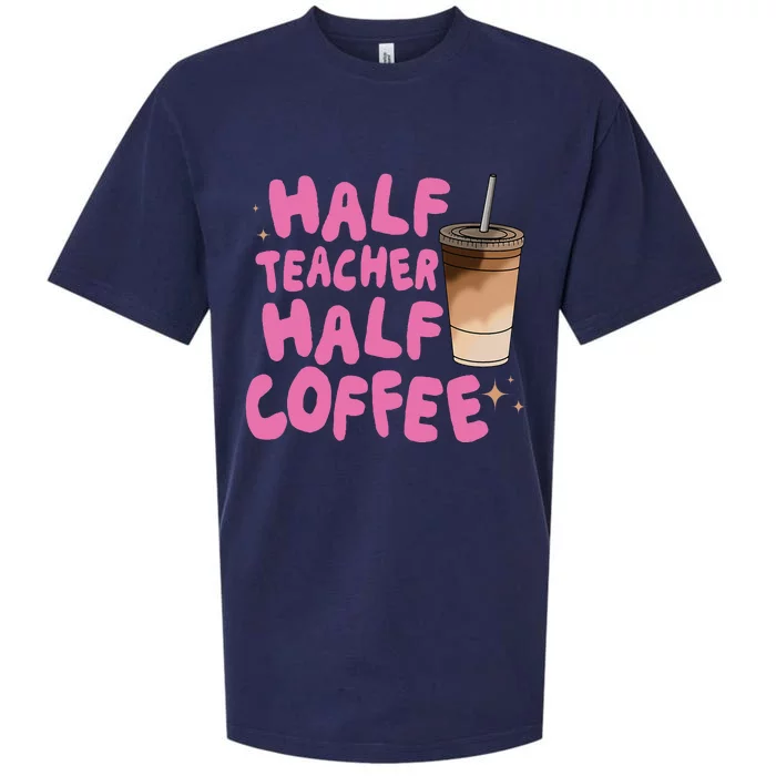 Half Teacher Half Coffee Teacher Sueded Cloud Jersey T-Shirt