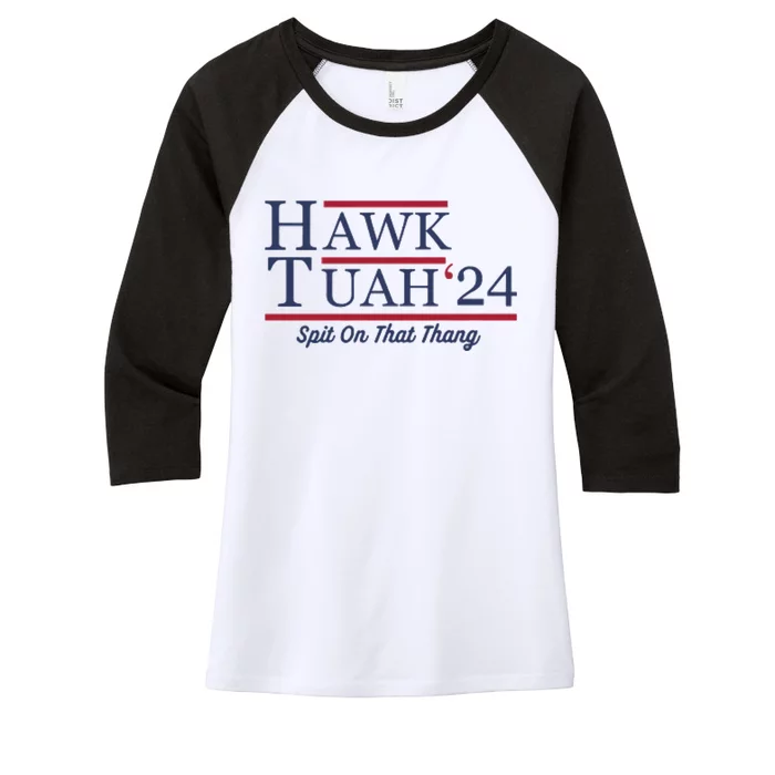 Hawk Tuah Hawk Tuah 2024 Spit On That Thang Women's Tri-Blend 3/4-Sleeve Raglan Shirt