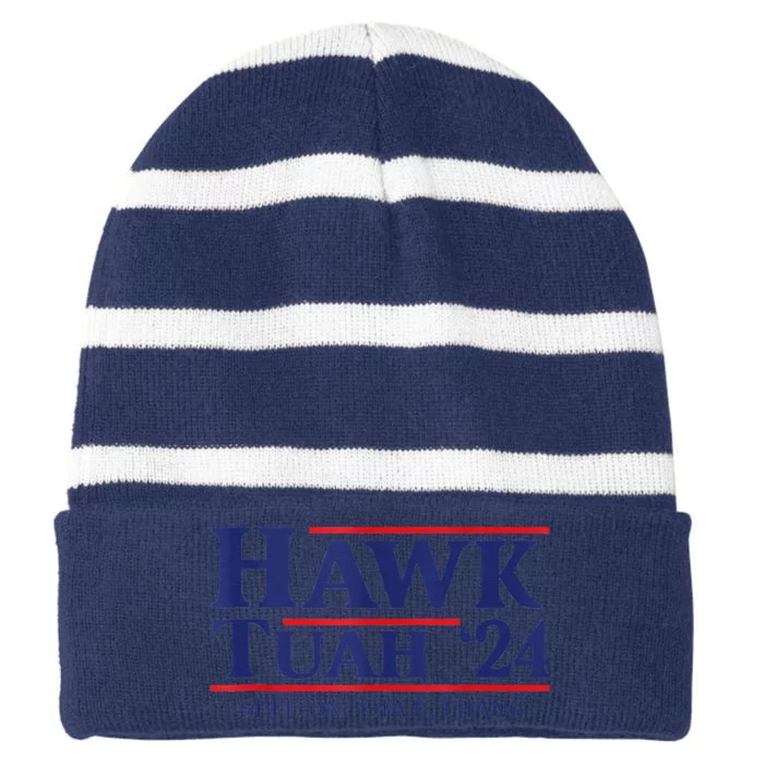 Hawk Tuah Striped Beanie with Solid Band