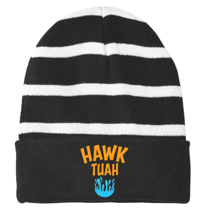 Hawk Tuah Striped Beanie with Solid Band