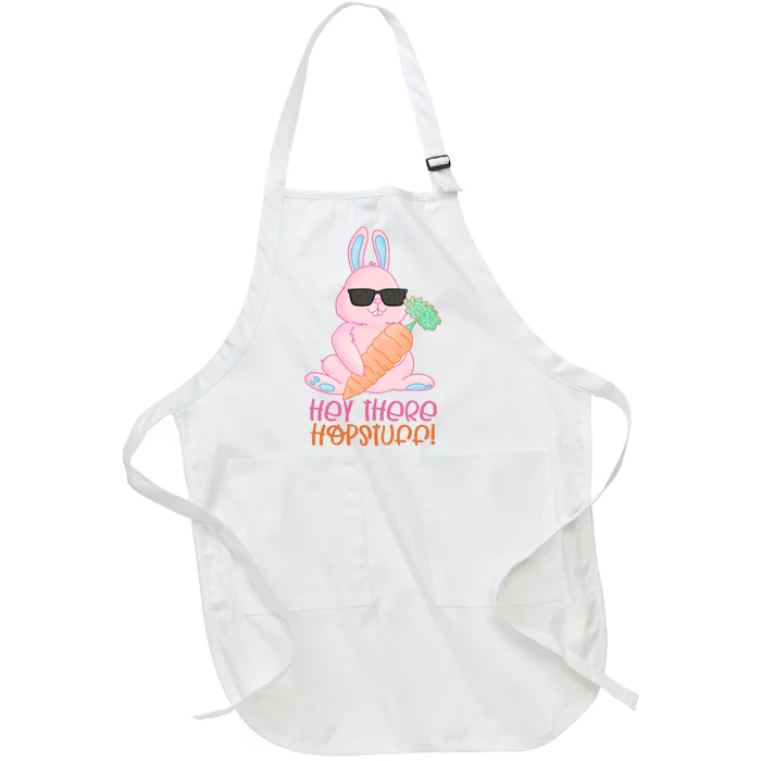 Hey There Hop Stuff Cute Bunny Full-Length Apron With Pocket