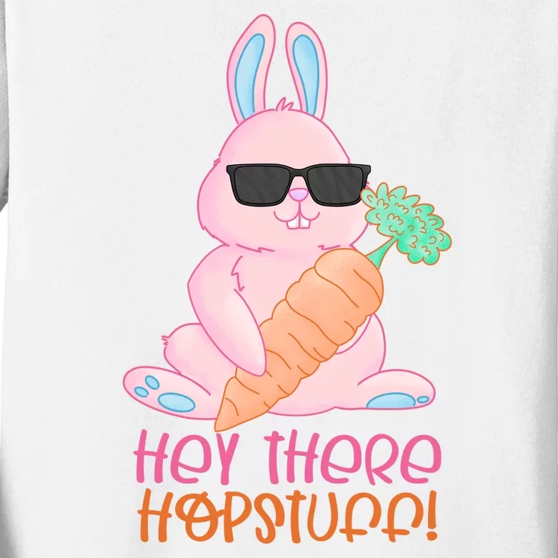 Hey There Hop Stuff Cute Bunny Kids Long Sleeve Shirt