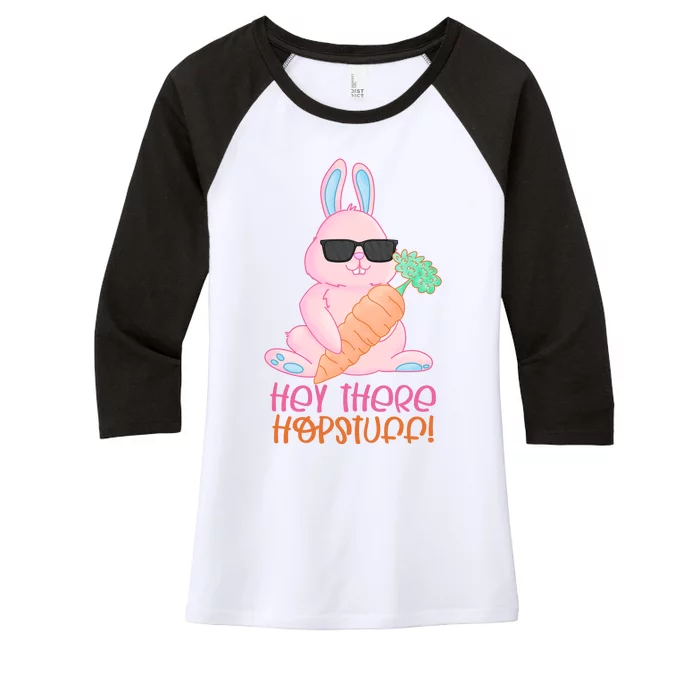 Hey There Hop Stuff Cute Bunny Women's Tri-Blend 3/4-Sleeve Raglan Shirt