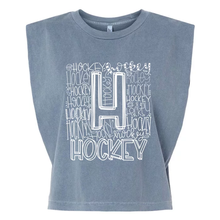 Hockey Typography Hockey Mom Ice Hockey Game Day Hockey Gift Garment-Dyed Women's Muscle Tee