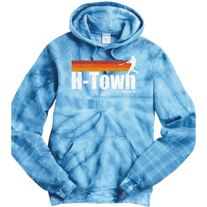 H Town Houston City Texas Baseball Vintage Stripes Tie Dye Hoodie