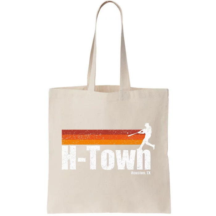 H Town Houston City Texas Baseball Vintage Stripes Tote Bag