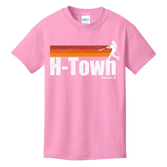 H Town Houston City Texas Baseball Vintage Stripes Kids T-Shirt