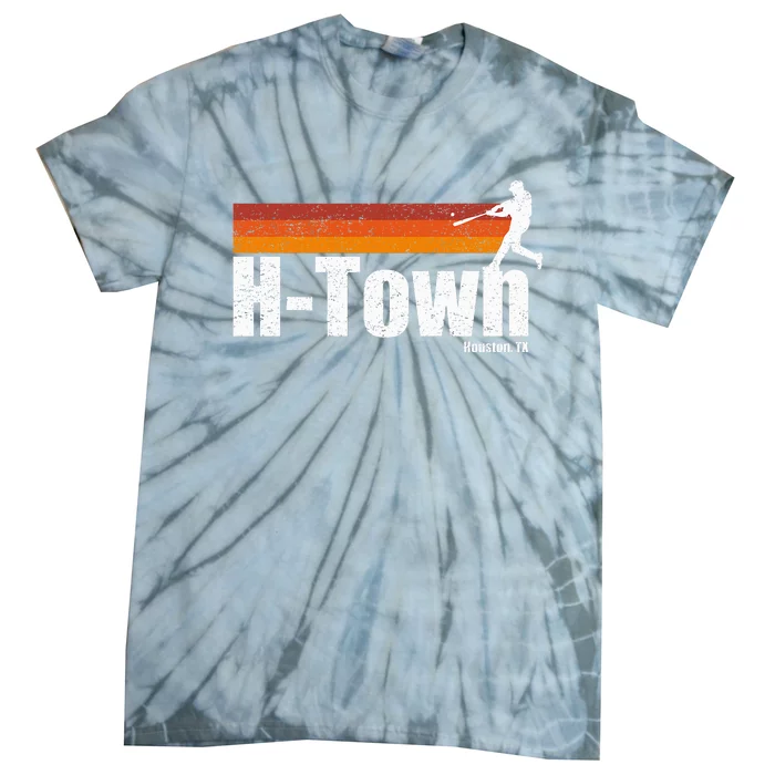 H Town Houston City Texas Baseball Vintage Stripes Tie-Dye T-Shirt