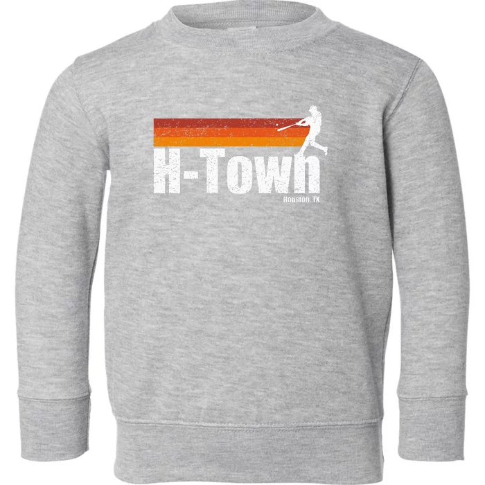 H Town Houston City Texas Baseball Vintage Stripes Toddler Sweatshirt