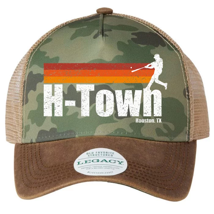 H Town Houston City Texas Baseball Vintage Stripes Legacy Tie Dye Trucker Hat