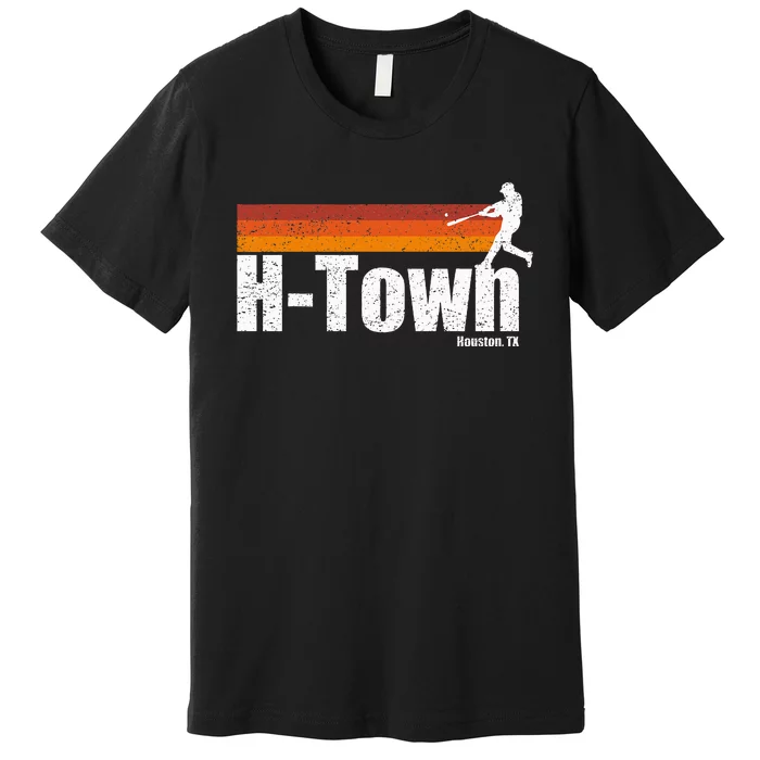 H Town Houston City Texas Baseball Vintage Stripes Premium T-Shirt